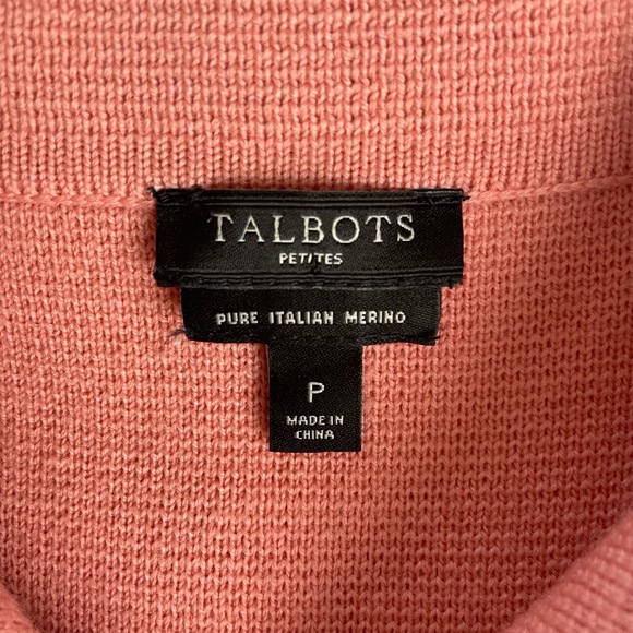 Talbots Coral Pink Merino Wool 2-Button Notched Collar Cardigan Blazer Size P - Picture 5 of 8